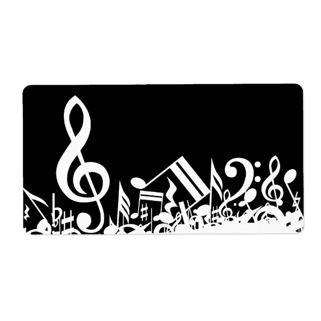 White Jumbled Musical Notes on Black (Vorne)