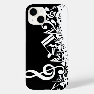 White Jumbled Musical Notes on Black Case-Mate iPhone Hülle