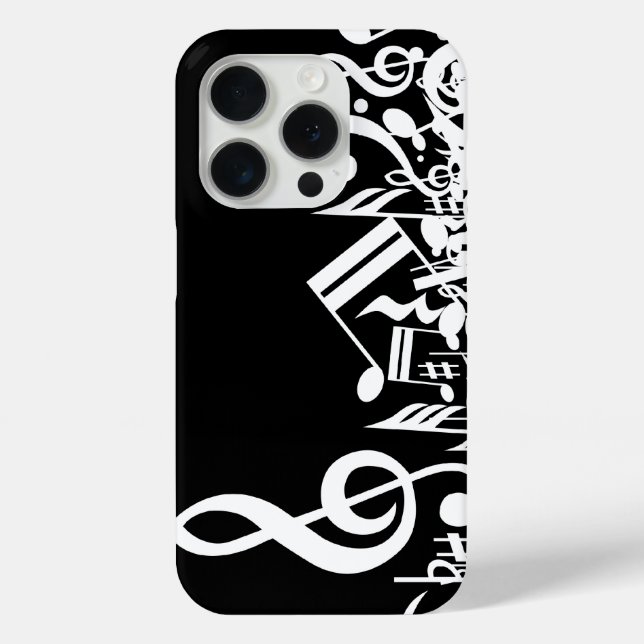 White Jumbled Musical Notes on Black Case-Mate iPhone Hülle (Rückseite)