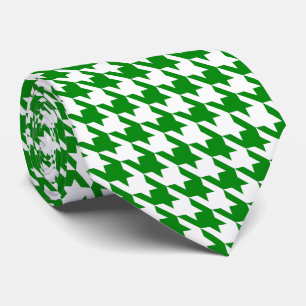 White Kelly Green Pied de Poule Hahnentrittmuster Krawatte