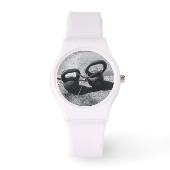 White Kettlebell Watch Armbanduhr (Vorderseite)