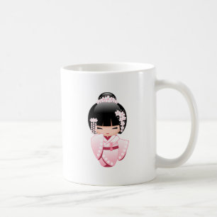 White Kimono Kokeshi Doll - Japanisch Geisha Girl Kaffeetasse