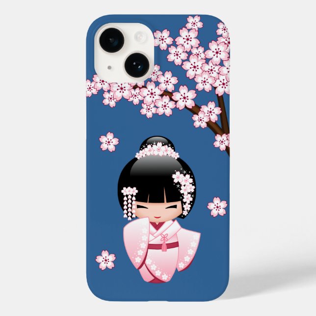 White Kimono Kokeshi Doll - Niedlich Geisha Girl Case-Mate iPhone Hülle (Rückseite)