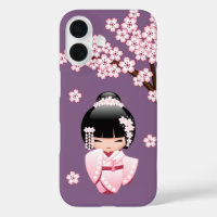 White Kimono Kokeshi Doll - Niedlich Geisha Girl
