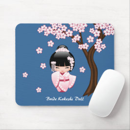 White Kimono Kokeshi Doll - Niedlich Geisha Girl Mousepad