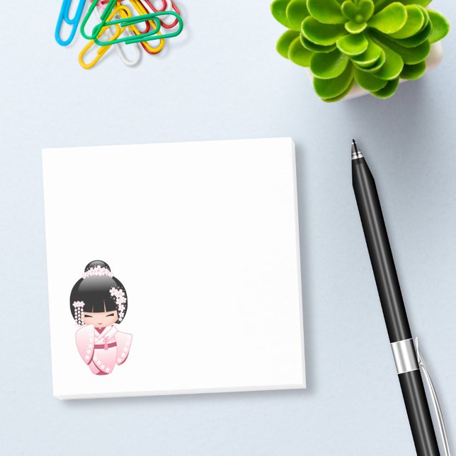 White Kimono Kokeshi Doll - Niedlich Geisha Girl Post-it Klebezettel (Von Creator hochgeladen)