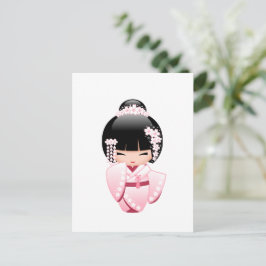 White Kimono Kokeshi Doll - Niedlich Geisha Girl Postkarte