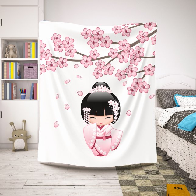 White Kimono Kokeshi Doll - Niedlich Geisha Girl Sherpadecke (Von Creator hochgeladen)