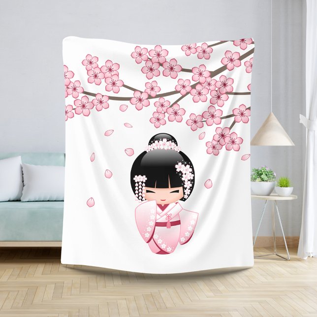 White Kimono Kokeshi Doll - Niedlich Geisha Girl Sherpadecke (Von Creator hochgeladen)