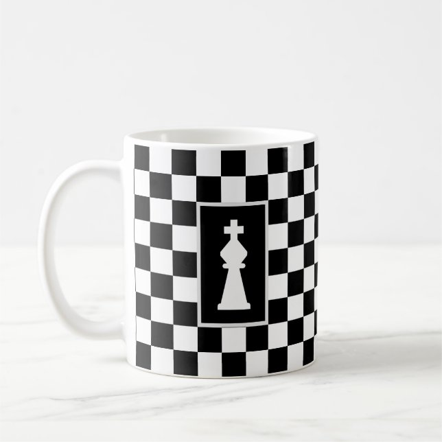White King auf Black & White Chess Tasse (Links)