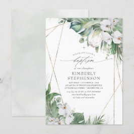 White King Protea and Orchids Tropical Baptism Einladung