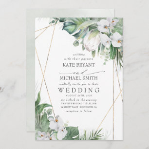 White King Protea Orchids Tropical Floral Wedding Einladung