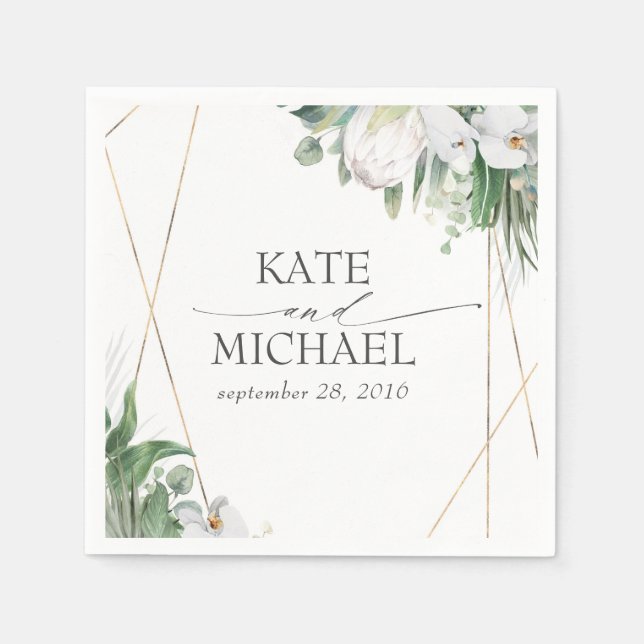 White King Protea Orchids Tropical Wedding Serviette (Vorderseite)