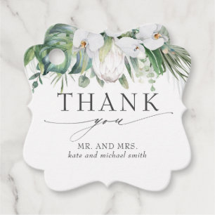White King Protea Orchids Wedding Vielen Dank Geschenkanhänger
