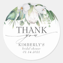 White King Protea Tropical Elegant Vielen Dank Runder Aufkleber