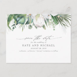 White King Protea Tropical Floral Save the Date Postkarte
