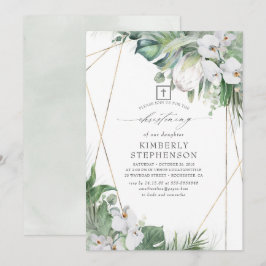 White King Protea und Orchids Tropical Christening Einladung