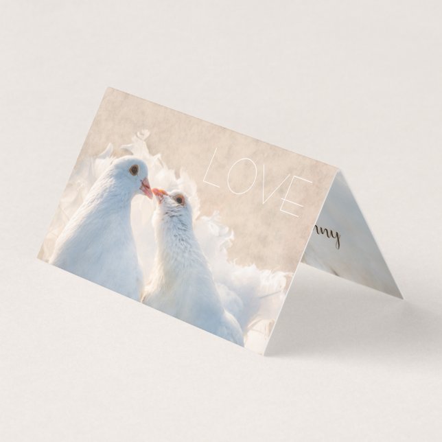 White Kissing Doves - Liebe anpassbar (Vorderseite)