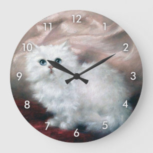 White Kitten, Carl Kahler Große Wanduhr