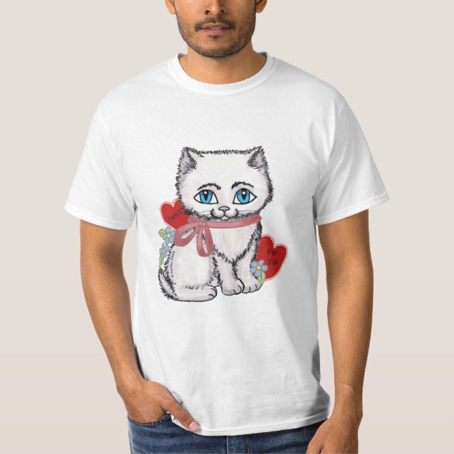 White Kitten Cat Valentine T - Shirt (Vorderseite)