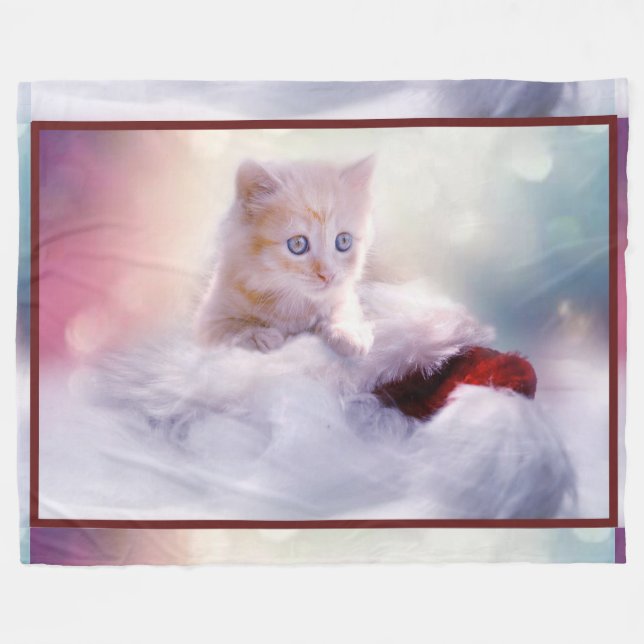 White Kitten Fleecedecke (Vorderseite (Horizontal))