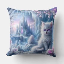 White Kitten in Fantasy Ice Kingdom