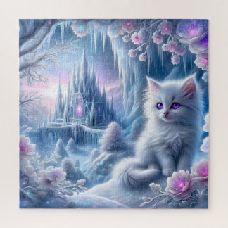 White Kitten in Fantasy Ice Kingdom Puzzle
