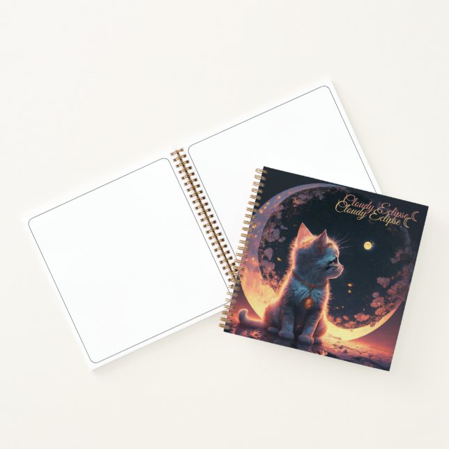 White Kitten Moon Spiral Notebook Notizbuch (Innenseite)