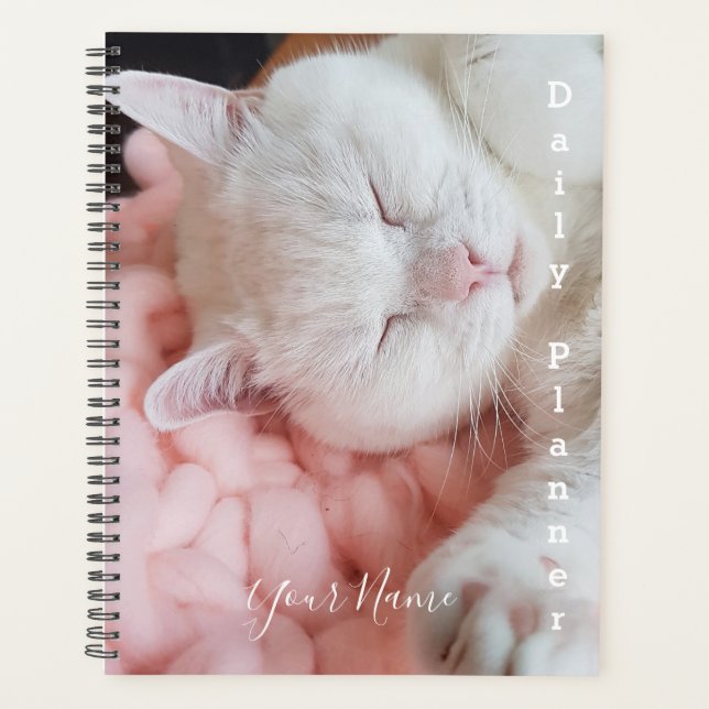 White Kitten Pink Bed - Daily Planner - HAMbWG Planer (Vorderseite)