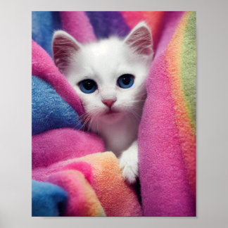 White Kitten - Rainbow Critters Collection Poster