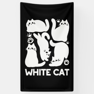 White Kitten Silhouetten - Niedliches Feline Desig Banner