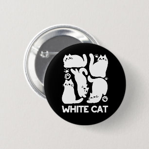 White Kitten Silhouetten - Niedliches Feline Desig Button