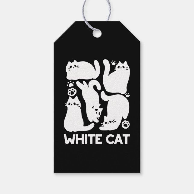 White Kitten Silhouetten - Niedliches Feline Desig Geschenkanhänger (Vorderseite)