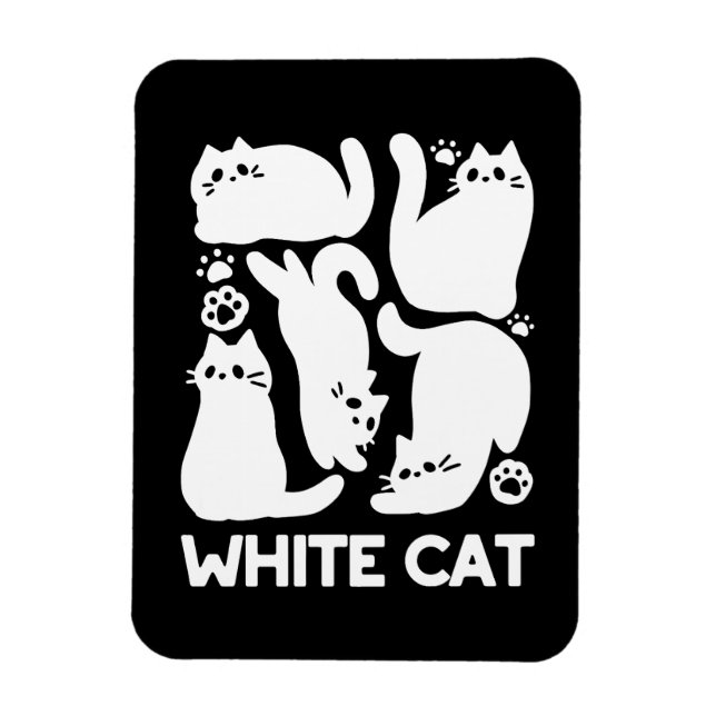 White Kitten Silhouetten - Niedliches Feline Desig Magnet (Vertikal)