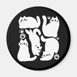 White Kitten Silhouetten - Niedliches Feline Desig Magnet