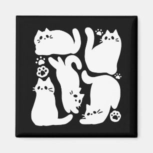 White Kitten Silhouetten - Niedliches Feline Desig Magnet