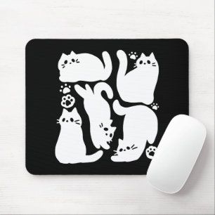 White Kitten Silhouetten - Niedliches Feline Desig Mousepad
