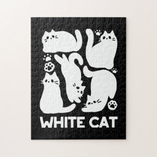 White Kitten Silhouetten - Niedliches Feline Desig Puzzle