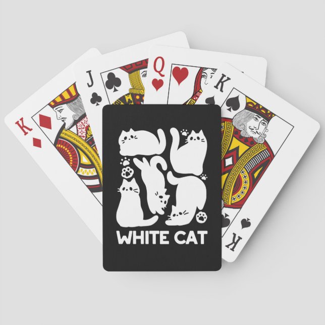 White Kitten Silhouetten - Niedliches Feline Desig Spielkarten (Rückseite)