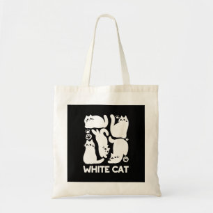 White Kitten Silhouetten - Niedliches Feline Desig Tragetasche
