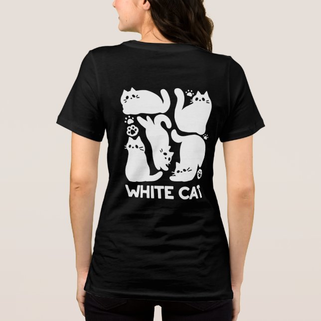 White Kitten Silhouetten - Niedliches Feline Desig Tri-Blend Shirt (Rückseite)