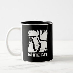 White Kitten Silhouetten - Niedliches Feline Desig Zweifarbige Tasse
