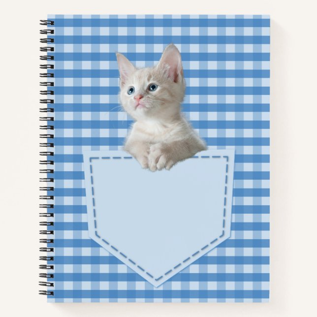 White Kitten Tasche blau lustige Illusion 3D Grafi Notizbuch (Vorderseite)