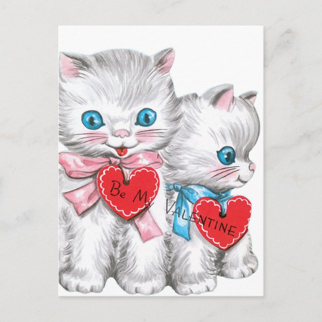 White Kittens Valentine Feiertagspostkarte (Vorderseite)