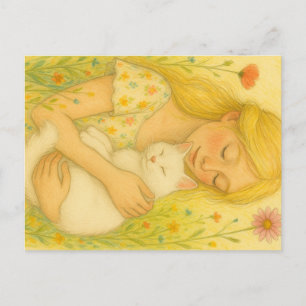 White Kitty Cat Mama Feiertagspostkarte