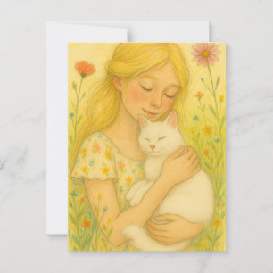 White Kitty Cat Mama Postkarte