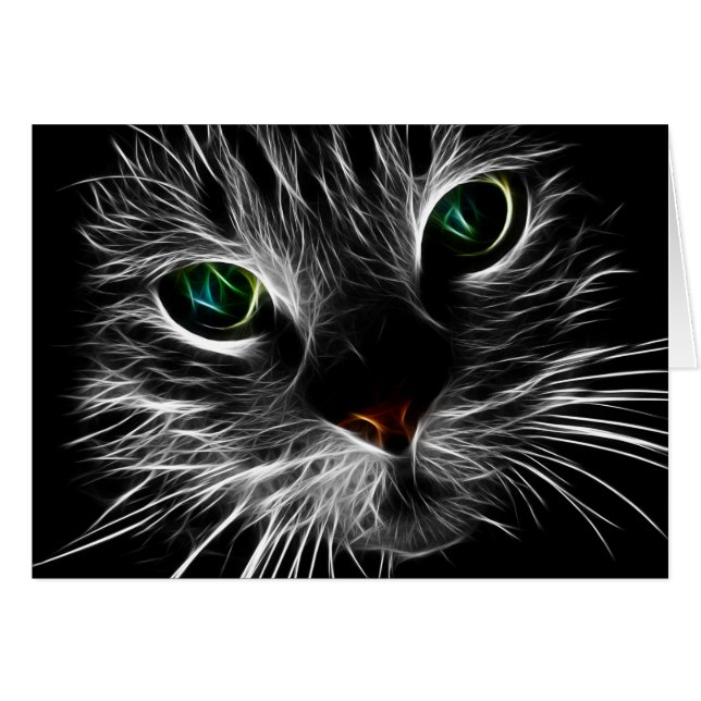 White Kitty Face Abstrakt | Fraktal Kitty (Vorderseite (Horizontal))