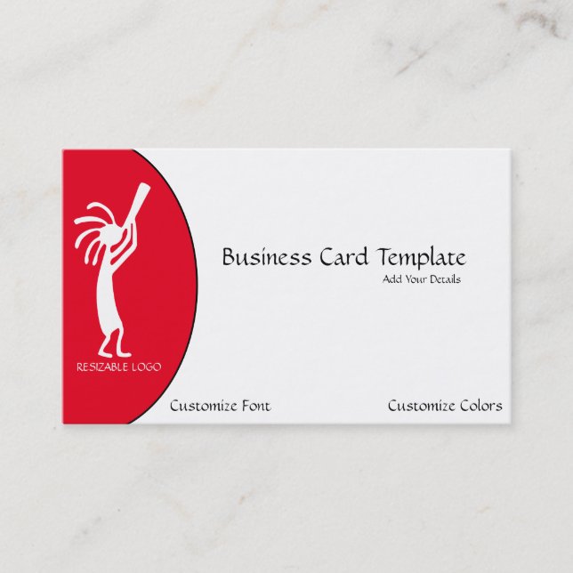 White Kokopelli Logo Business Card Visitenkarte (Vorderseite)