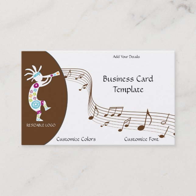White Kokopelli Logo Business Card Visitenkarte (Vorderseite)
