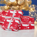 White Kontur Christmas Hat on Red Geschenkpapier<br><div class="desc">Weiße Kontur von Weihnachtshut auf bunten Hintergründen. Behalt meinen Hintergrund oder wähle deinen eigenen.</div>